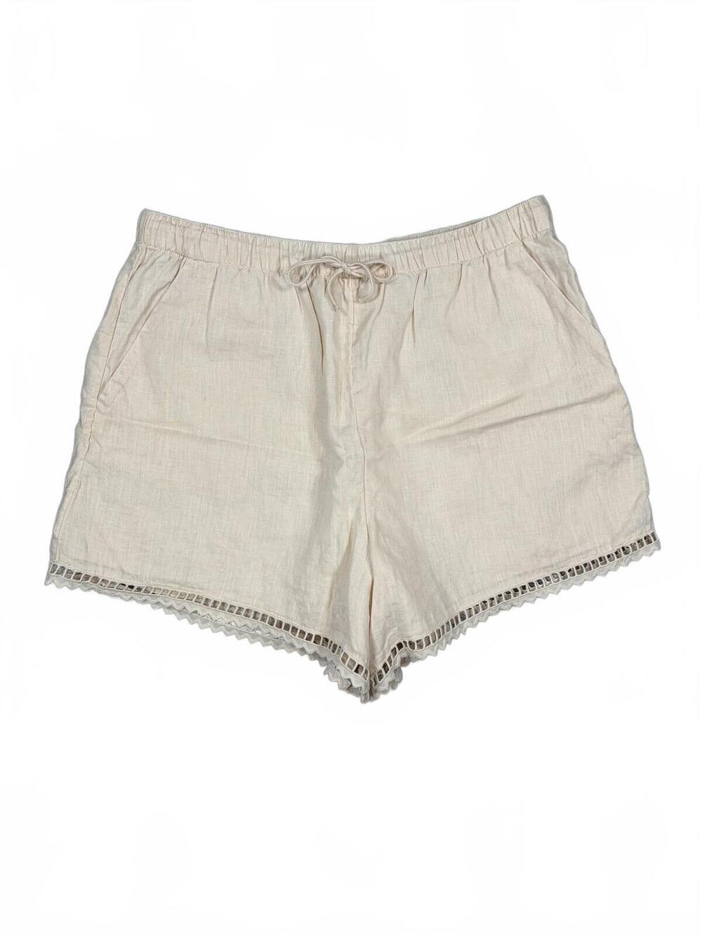 Abercrombie & Fitch 100% Cotton Embroidered Pull-On Shorts Cream Size L Boho